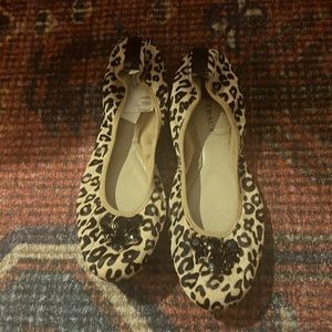 Never Worn Ellen Tracy beaded Cheetah print Ballet Flats